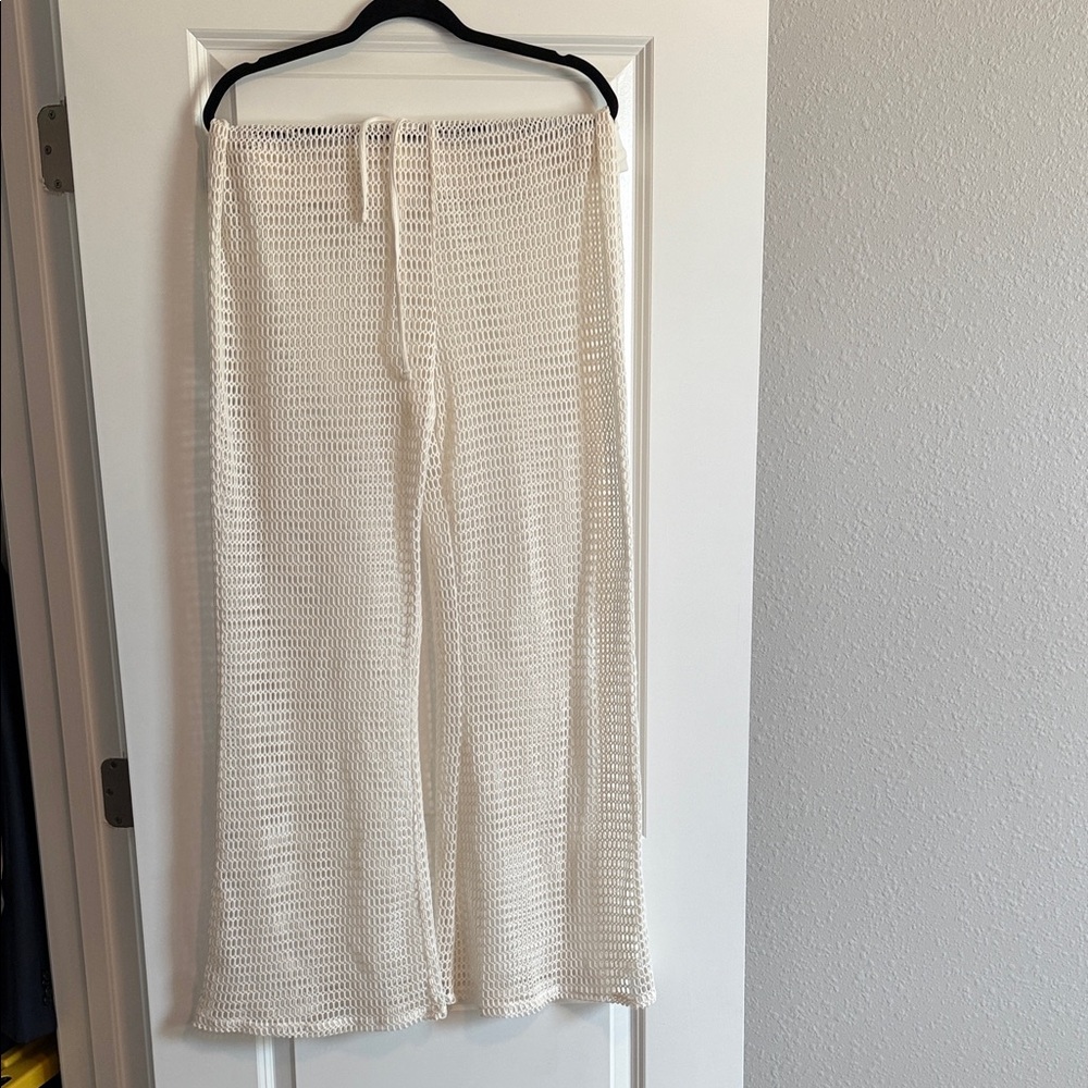 Shade & Shore Cream Crochet Pants